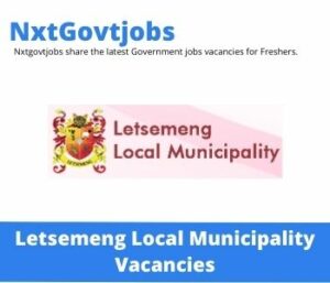 Letsemeng Municipality Junior Technician PMU Vacancies in Bloemfontein 2023